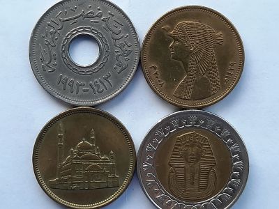 Лот: 25664940. Фото: 1. Набор монет Египта, 4 шт. Наборы монет