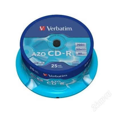 Лот: 2480520. Фото: 1. Диск CD-R 700 Mb 25 шт. (Verbatim... CD, DVD, BluRay