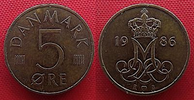Лот: 1589194. Фото: 1. (№757-2/LF) 5 эре 1986 (Дания). Европа