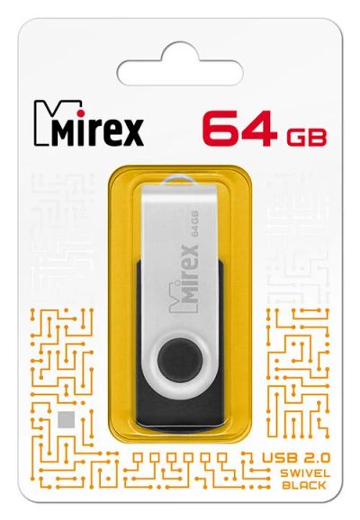 Лот: 16172824. Фото: 1. USB 64 Gb Mirex Swivel black USB... USB-флеш карты