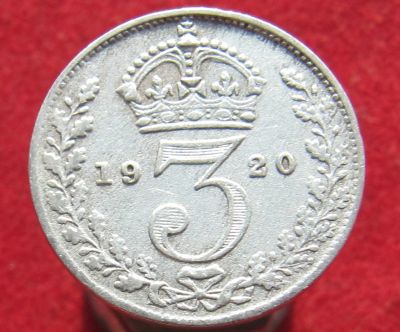 Лот: 15403396. Фото: 1. Великобритания 3 пенса, 1920г... Остальные страны