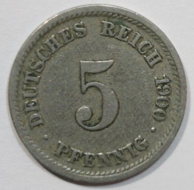 Лот: 2590406. Фото: 1. 5 пфеннигов 1900 год. D. Германия. Германия и Австрия