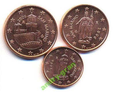 Лот: 6006982. Фото: 1. 0240 Сан Марино 3 монеты 2006... Европа