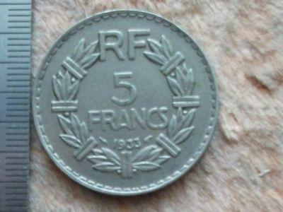 Лот: 10780468. Фото: 1. Монета 5 франк пять Франция 1933... Европа