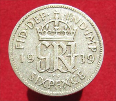 Лот: 11756251. Фото: 1. Великобритания 6 пенсов 1939 год... Остальные страны