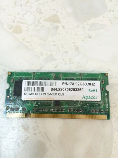 Лот: 8161039. Фото: 1. So-Dimm 512Mb DDR-2 Apacer 667Mhz... Оперативная память