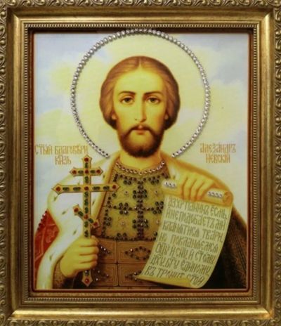 Лот: 21290553. Фото: 1. Икона Святой Александр с кристаллами... Другое (сувениры, подарки)