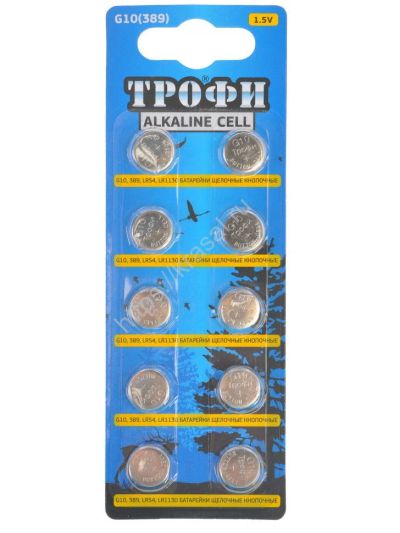 Лот: 19023444. Фото: 1. Батарейка ТРОФИ G10 389 LR54 LR1130... Батарейки, аккумуляторы, элементы питания