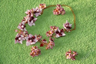 Лот: 200697. Фото: 1. Комплект "Орхидеи", Hand made... Колье