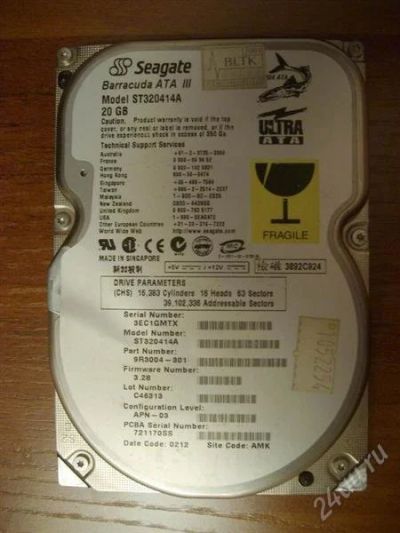 Лот: 902004. Фото: 1. HDD 20Gb Seagate (рабочий) за... Жёсткие диски (HDD)