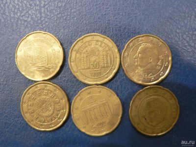 Лот: 8545610. Фото: 1. 20 Евро Центов . 6 шт. Разные... Европа