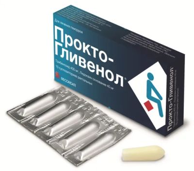 Лот: 23715550. Фото: 1. Прокто-гливенол свечи 400мг №10. Лекарства