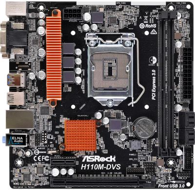 Лот: 10978518. Фото: 1. Материнская плата MB ASRock H110M-DVS... Материнские платы
