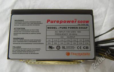 Лот: 6041838. Фото: 1. блок питания Thermaltake Purepower... Корпуса, блоки питания