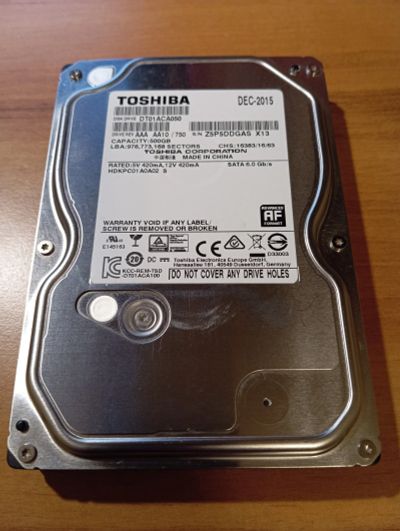 Лот: 24979878. Фото: 1. HDD Toshiba DT01ACA050 SATA 500Gb... Жёсткие диски (HDD)