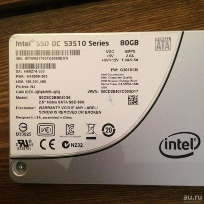 Лот: 8164729. Фото: 1. Диск Intel ssd S3510 series 80Gb. SSD-накопители