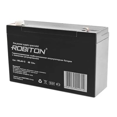 Лот: 21514750. Фото: 1. АКБ 6v-12Ah Robiton VRLA6-12 07628. Батарейки, аккумуляторы, элементы питания
