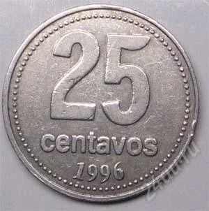 Лот: 1577314. Фото: 1. Аргентина. 25 сентаво 1996г. Америка