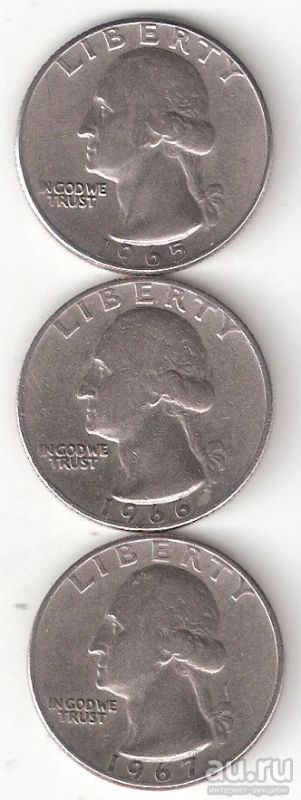 Лот: 13311338. Фото: 1. Квотеры-погодовки США: 1965, 1966... Америка