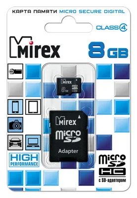 Лот: 10154225. Фото: 1. 8GB Карта памяти MicroSDHC MIREX... Карты памяти