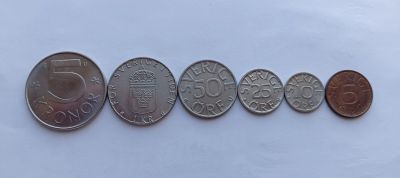 Лот: 24886302. Фото: 1. Швеция. Набор монет 80х 6 штук... Наборы монет