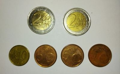 Лот: 19583366. Фото: 1. 2 Евро + 2 Евро + 3 х 5 евро центов... Европа