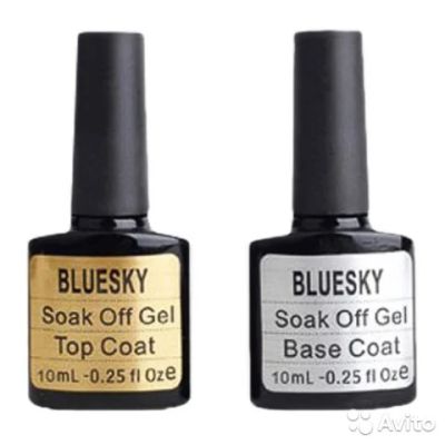 Лот: 7964176. Фото: 1. Bluesky shellac top coat, base... Лак для ногтей