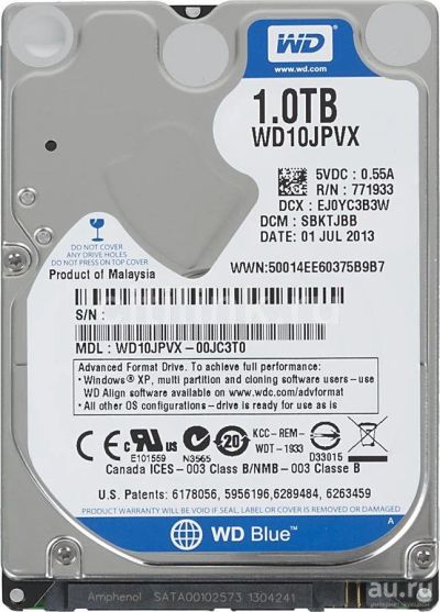 Лот: 9602106. Фото: 1. Жесткий диск 1Tb WD blue WD10JPVX... Жёсткие диски (HDD)