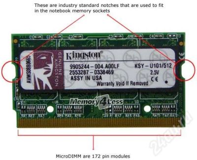 Лот: 208313. Фото: 1. Micro dimm ddr. Оперативная память