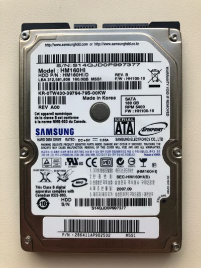 Лот: 20413670. Фото: 1. Неисправный SATA 160Gb Samsung... Жёсткие диски (HDD)
