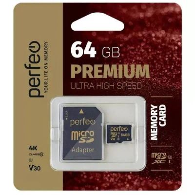 Лот: 24948788. Фото: 1. Карта памяти MicroSDXC 64Gb Perfeo... Карты памяти