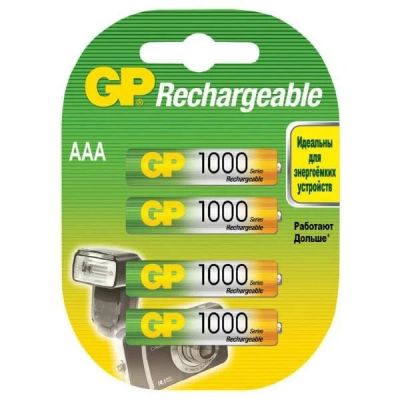 Лот: 17111725. Фото: 1. Аккумуляторы Ni-MH AAA GP 1000mAh... Батарейки, аккумуляторы, элементы питания