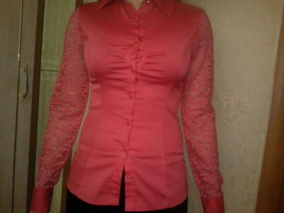 Лот: 8831440. Фото: 1. рубашка кораллового цвета. Блузы, рубашки, водолазки