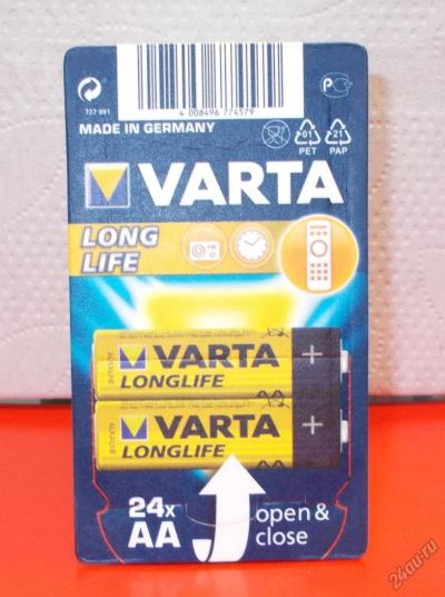 Лот: 5906265. Фото: 1. Элемент питания батарейка Varta... Батарейки, аккумуляторы, элементы питания