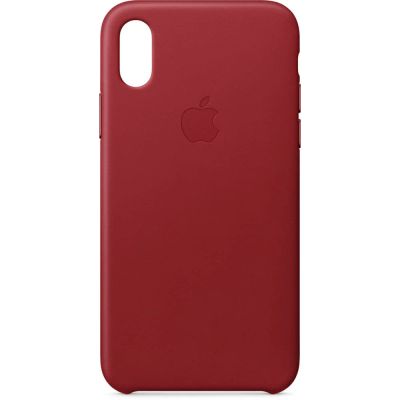 Лот: 14322211. Фото: 1. Кожаный чехол iPhone X красный. Чехлы, бамперы