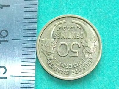 Лот: 12169397. Фото: 1. Монета 50 сантим Франция 1939... Европа