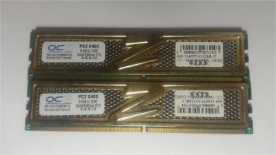 Лот: 593183. Фото: 1. 1 GB (2 x 512 MB) DDR2 OCZ Gold... Оперативная память