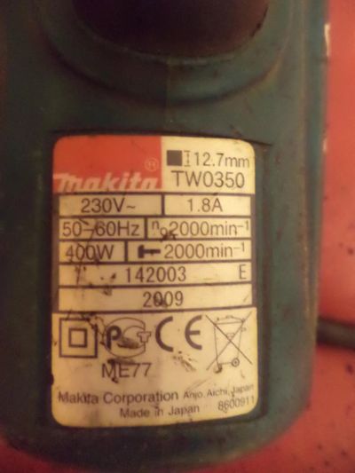 Лот: 7917535. Фото: 1. Ударный Гайковерт Makita TW0350. Электроинструмент