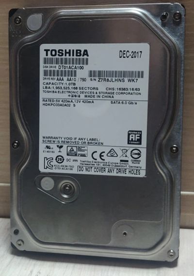 Лот: 19319198. Фото: 1. HDD 1000 Гб, Toshiba Sata-3, 7200... Жёсткие диски (HDD)