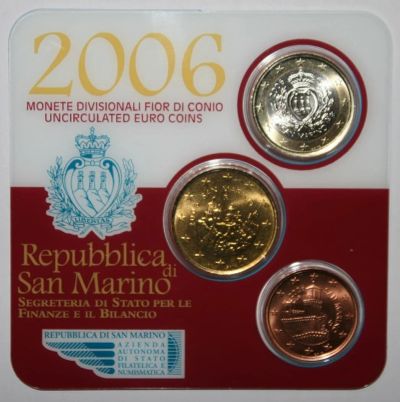 Лот: 9673955. Фото: 1. Набор монет Евро Сан-Марино 2006... Наборы монет