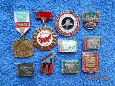 Лот: 15471370. Фото: 1. значки ссср красноярск 10 шт лотом... Сувенирные