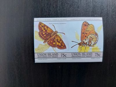 Лот: 24990213. Фото: 1. 1985. Остров Юнион. Бабочки. н... Марки