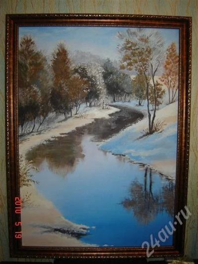 Лот: 367120. Фото: 1. Картина "Зима" холст, масло 60... Картины, гравюры