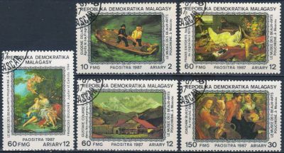 Лот: 25646457. Фото: 1. 1987. Мадагаскар. Картины в Третьяковской... Марки