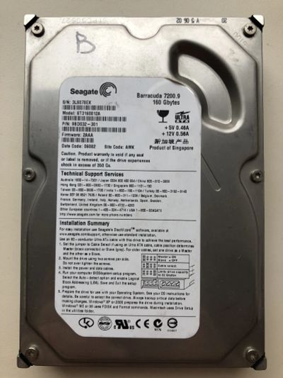 Лот: 20965951. Фото: 1. Неисправный IDE 160Gb Seagate... Жёсткие диски