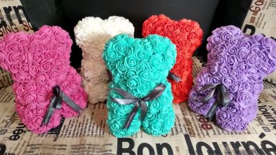 Лот: 12722890. Фото: 1. Мишка из Роз🌹25см Бирюзовый. Букеты из конфет, игрушек