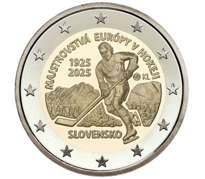 Лот: 24982238. Фото: 1. 2 евро 2025 года Словакия Хоккей... Европа