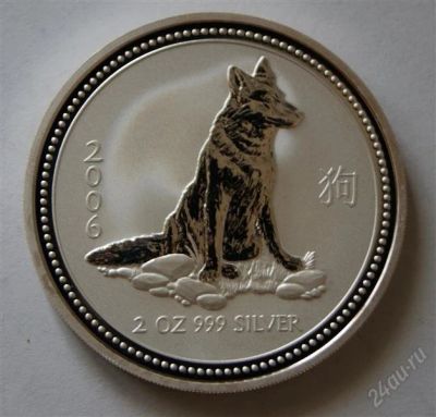 Лот: 1080978. Фото: 1. Серебряная монета "Год собаки". Другое (монеты)