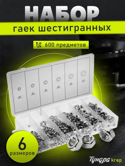 Лот: 25614793. Фото: 1. Набор гаек шестигранных ТУНДРА... Наборы инструмента