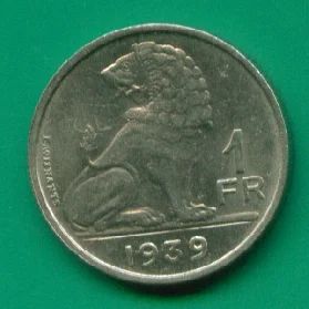 Лот: 8985388. Фото: 1. Бельгия 1 франк 1923-1939-1943... Европа